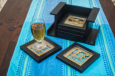 Set of 6 coasters with stand ( Black )