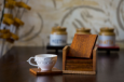 Mango Wood Square Coasters With Stand ( Set of 6 )