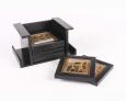 Set of 6 coasters with stand ( Black )
