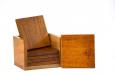Mango Wood Square Coasters With Stand ( Set of 6 )